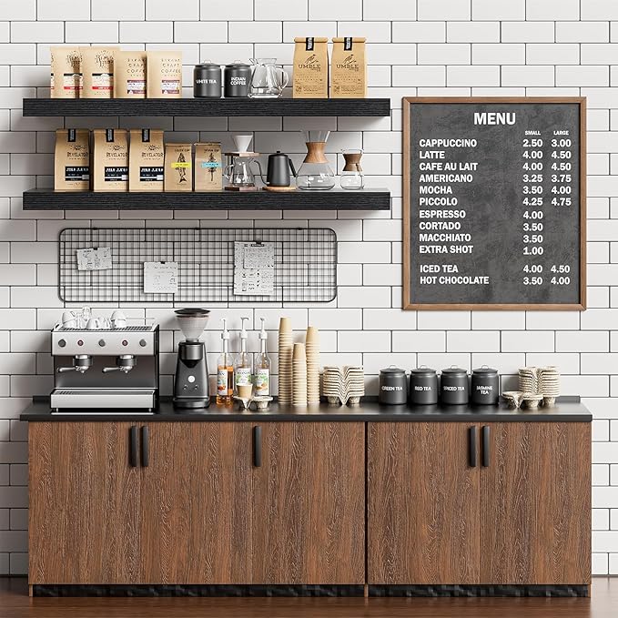 Heimlove Floating Shelves for Wall 36 Inches Long,9.3" Deep Black Floating Shelf Set of 2,Wall Mounted Shelves for Bathroom Bedroom Living Room Kitchen Office,Shelf for Books Storage,Home Decor