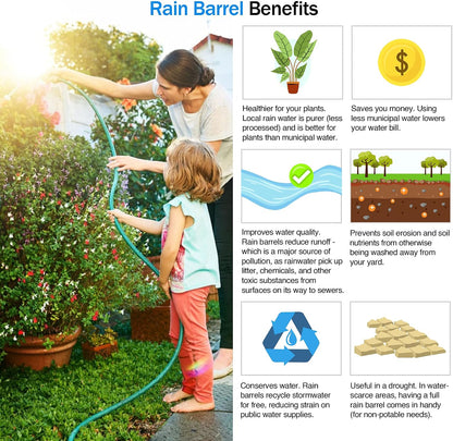 Brass Rain Barrel Spigot Kit. Lead-free Compliant. 3/4 Inch Quarter Turn Ball Valve. Rain Barrel Kit For Any Including 5 55 Gallon Drum Spigot Bucket, with Bulkhead Fitting, Tape