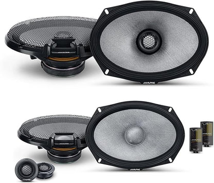 Alpine 6x9 R2 High-Resolution Speaker Bundle - A Pair of R2-S69C 2-Way Component Speakers & a Pair of R2-S69 6x9 Coaxial Speakers