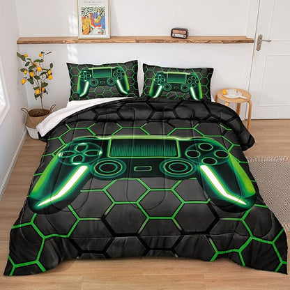 Boys Comforter Set,Gaming Bedding for Kids Teen,Game Console Comforter Set for Gamer Room Decor(comforter-Game43,Twin)