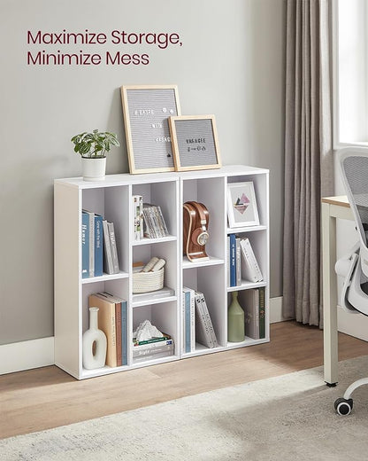 VASAGLE Bookcase, Bookshelf with 5 Compartments, Freestanding Shelves and Cube Organizer, Display Shelf for Small Spaces, for Living Room, Bedroom, and Home Office, White ULBC25WT