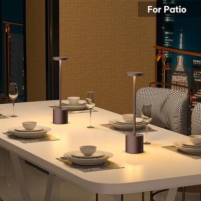 Rechargeable Cordless LED Table Lamp, 6000mAh Battery Operated 3 Level Dimmable Portable Tables Lights Reading Lamps for Restaurant Dining 2Pack Rust Desk Lamps