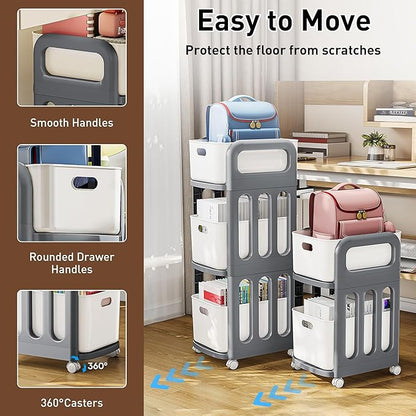 File Cabinet, Easy Assembled Mobile Filing Cabinets with Wheels, 2 Drawer Under Desk Rolling Cart for Home Office Legal/Letter/A4 Size File