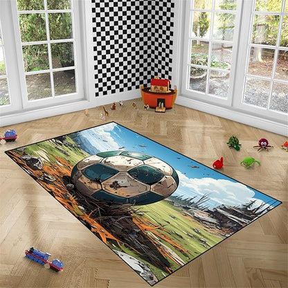 Football Rug for Boys Bedroom - Kids Rug Football Rug Basketball Rugs for Teen Boys Bedroom Football Carpet for Boys Bedroom Football Rugs for Boys Girls Sports Room,4'×5'