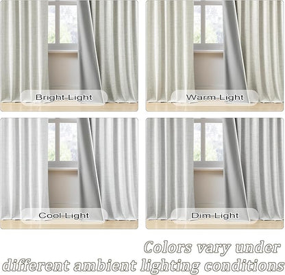 RAIN CITY 140 Inch Long Blackout Curtains Panels Set,Linen Textured Custom Extra Long Luxury Noise Reducing Curtains for Large Window Pocket Back Tab Pleat Heading Tape with Hooks 50W x 140L,Natural