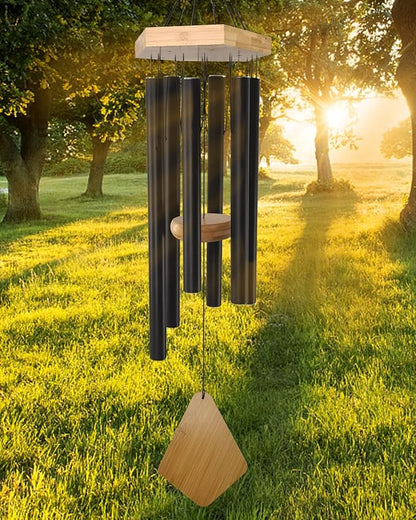 Wind Chimes Outdoor Deep Tone, 30 Inches Wind Chimes Outdoor, Memorial Wind Chimes with Hook as Gifts for Mother's Day/Housewarming/Christmas, Patio, Garden, Yard, Home Décor. Black