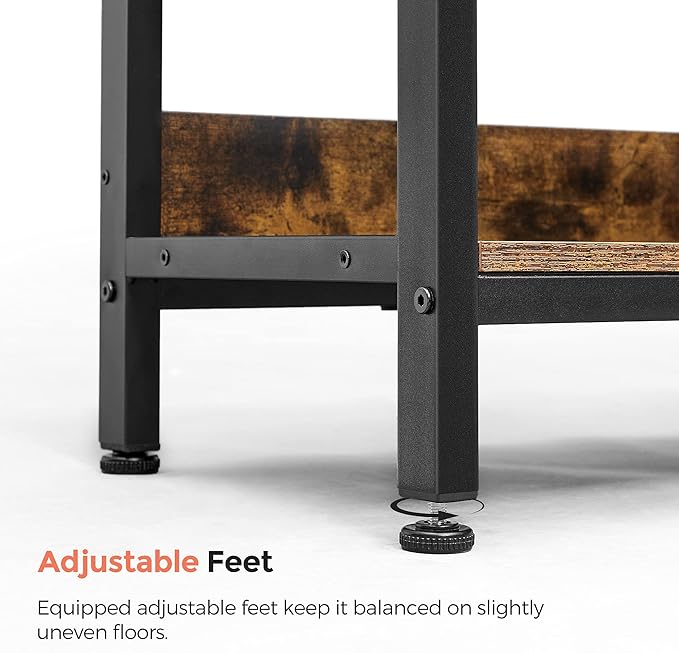 VASAGLE Bookshelf, Cube Shelf, Console Table, TV Stand with 6 Storage Cubes, for Office, Living Room, Bedroom, 13 x 47.2 x 31.5 Inches Industrial Design, Rustic Brown and Black ULLS104B01