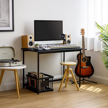 IRIS USA 39 Inch Modern Laptop and Computer Desk Office Table for Home Office, Water and Scratch Resistant Surface Gaming Desk, Easy to Assemble Black Desk