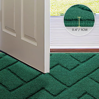 hicorfe Indoor Door Mat,Non Slip Door Mats,32"x48" Front Back Door Mat Rubber Backing,Absorbent Resist Dirt Entrance Inside Floor Mats for Entryway Washable Low-Profile(Evergreen)