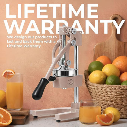 Zulay Kitchen Cast Iron Juicer - Heavy Duty Manual Juicer with Detachable Strainers for Easy Cleaning, Orange Juice Press for Citrus Fruits, Perfect for Bartenders, Juice Lovers & Health Enthusiasts