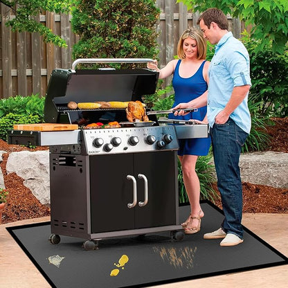 76 ×52 inches Under Grill Mat for Outdoor Grill/ Fireproof Grill Pad for Fire Pit, Double-Sided Indoor Fireplace Mat Fire Pit Mat, Oil-Proof Waterproof BBQ Grill Mats Pad for Deck and Patio Gas Grills