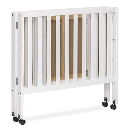 Jett Non-Full Size Folding Convertible Crib, Lightweight Portable Crib, Three Adjustable Mattress Height Settings, Easy to Fold Travel Crib, 1.5” Mattress Pad Included