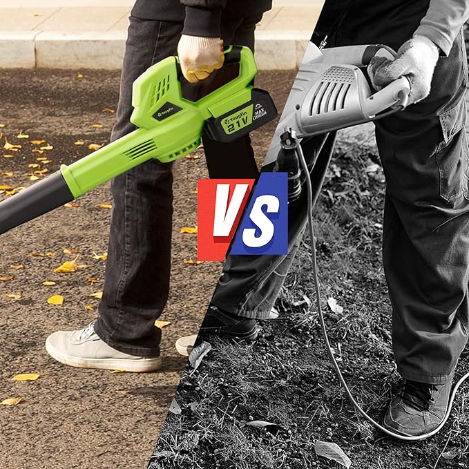 YOUGFIN Cordless Leaf Blower,21V Battery Powered Leaf Blower for Lawn Care, Electric Lightweight Mini Leaf Blower (Battery & Charger Included)