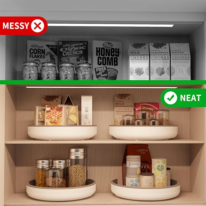 4 Pack 10 Inch Non-Skid Lazy Susan Turntable Organizers - Spinning Rack for Pantry Organization and Storage, Kitchen, Cabinet, Fridge, Bathroom Vanity, Countertop, Under Sink Organizing, Spice Rack
