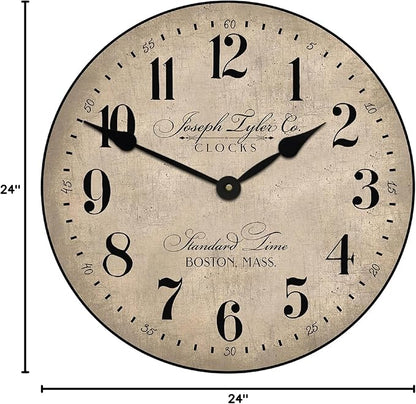 The Big Clock Store Prescott Parchment Wall Clock | Handcrafted in USA | Silent Non-Ticking Mechanism | Beautiful Color | Rustic Decor for Living Room | Battery Operated (24-Inch)
