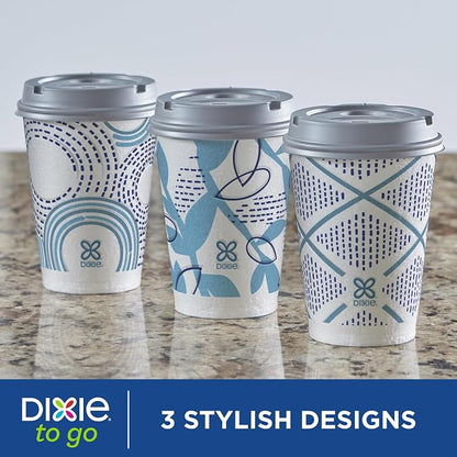Dixie To Go Paper Coffee Cups With Lids, 12 oz, 14 ct, Disposable Insulated Paper Cups for On-The-Go Hot or Cold Beverages | Medium