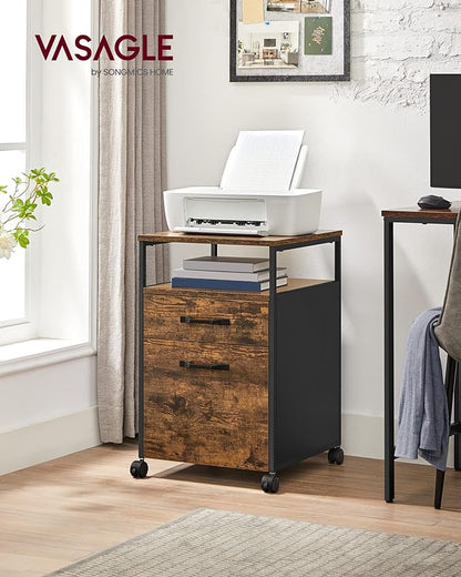 VASAGLE Lateral File Cabinet with Open Shelves and Drawer Mobile Filing Cabinet with Wheels
