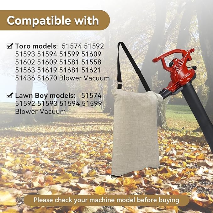 127-7040 Leaf Blower Vacuum Bag Compatible with Toro 51574 51592 51593 51602 51609 51581 51558 - Metal Bottom Zip Debris Collection Vac Bag Replaces 137-2336 108-8994 - 1 Pack