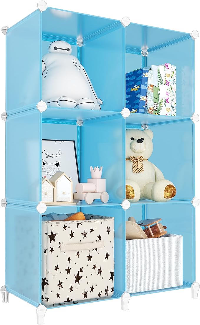 Portable Closet 6 cube closet organizers and storage Cube Storage Organizer Storage Shelf Bookcase Bookshelf with Metal Hammer, Storage Cubes Organizer Cabinet for Kids, Closet, Bedroom, Bathroom