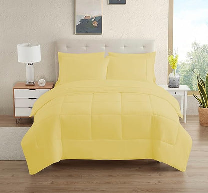 Dorm Room Essentials College Bedding Comforter Set 7 Piece Full Size Bed in a Bag for College Students Boys and Girls, Full, Yellow