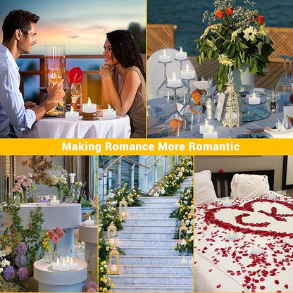 50 Pack LED Tea Lights Bulk, 200+ Hours Long Lasting Battery Operated Flameless Candles for Wedding Centerpieces, Proposal Decorations, Valentine's Day & Event Decor (Warm White)