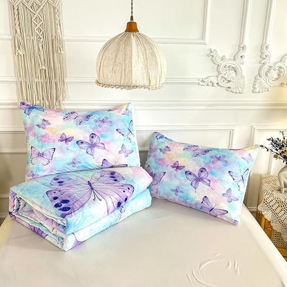 CVHOUSE Butterfly Full Comforter Set for Girls Teens.Butterfly Full Bedding Set,Butterflies Bedspread,Butterfly Duvet,Butterfly Bed Set,Butterflies Quilt Set 3 Pcs 1 Comforter and 2 Pillowcases