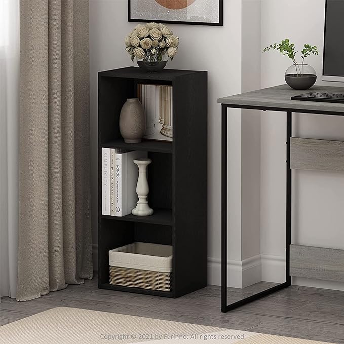 Furinno Luder Bookcase / Book / Storage , 3-Tier, Blackwood
