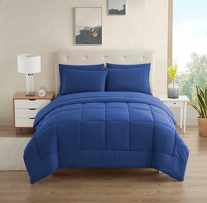 Dorm Room Essentials College Bedding Comforter Set 5 Piece Twin XL Size Bed in a Bag for College Students Boys and Girls, Twin XL, Royal Blue
