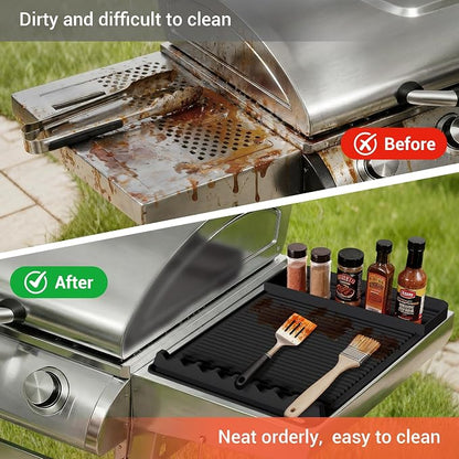 Heat Resistant Silicone Grill Mat for Blackstone - 2Pack 16x11.5'' Non-Slip BBQ Tool Mat, Outdoor Cooking Camping & Tailgating, for Men Grilling (Black)