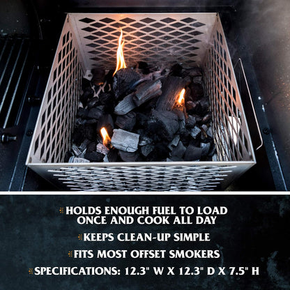 Oklahoma Joe's 5279338P04 Stainless Steel Offset Smoker Charcoal Firebox Basket, Silver & 9518545P06 Drip Bucket, Black & Highland Offset Smoker Cover, Black