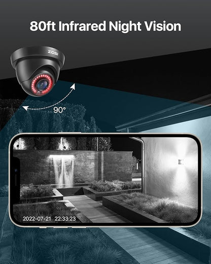 ZOSI 1080P HD Security Camera Indoor Outdoor,1920TVL 2.0MP 4-in-1 HD TVI/CVI/AHD/CVBS CCTV Camera,Weatherproof,80ft IR Night Vision,for 960H,720P,1080P,5MP,4K Analog Home Surveillance DVR System