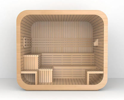 Customize Outdoor Steam Sauna 4-10 Person, Canadian Hemlock, Red Cedar Sauna, Porch Option, Glass Window Option, Wood Burning Stove or Harvia Heater, ETL Certificate(0-195 °F)
