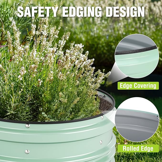 WORKPRO 3Pcs 2x2x1ft Galvanized Raised Garden Bed Set, Rust & Corrosion Protection, Easy Assembly, Safe Edge, Ideal for Vegetables & Flowers, Green