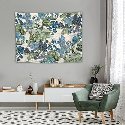 Asian Floral Wall Tapestry, 40"x30", Bedroom & Living Room Decor