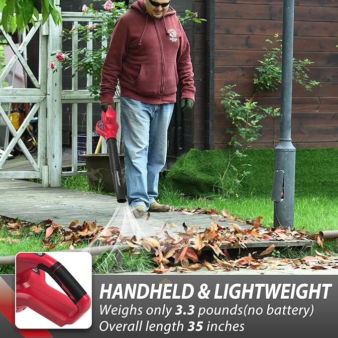 PowerSmart 20V Cordless Leaf Blower Tool Only, Lightweight & Portable Electric Blowers for Lawn Care, Gutter, Patio, Jobsite