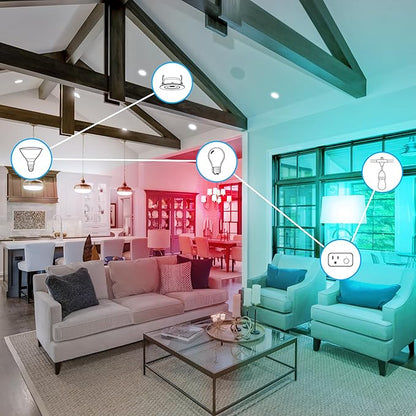 Feit Electric OM60/RGBW/CA/AG Smart WiFi Color Changing and Dimmable, Alexa or Google Assistant, No Hub Required A19 LED Light Bulb, 60W
