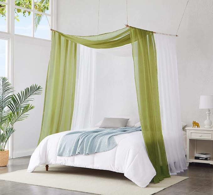 Warm Home Designs 55 x 216 Sage Green Sheer Window Scarf. AM Sage 216" | Extra Long Window Scarves Valances are Great As Wedding Arch Draping Fabric, Bed Canopy Or for Decorative Project.