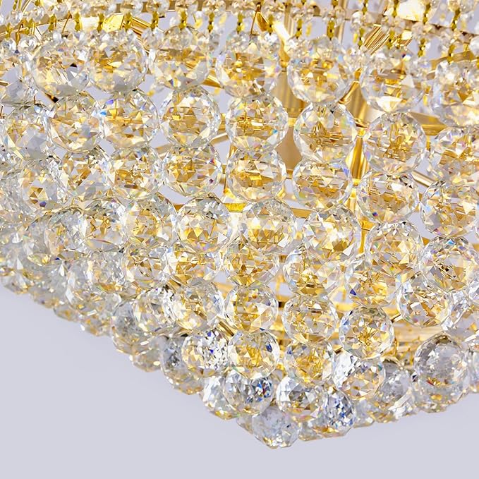 19-Lights High Ceiling Chandelier Modern Gold Crystal Chandeliers Large Foyer Chandelier Fixtures for Staircase Living Room Hallway Entryway (H47 x W31.5)