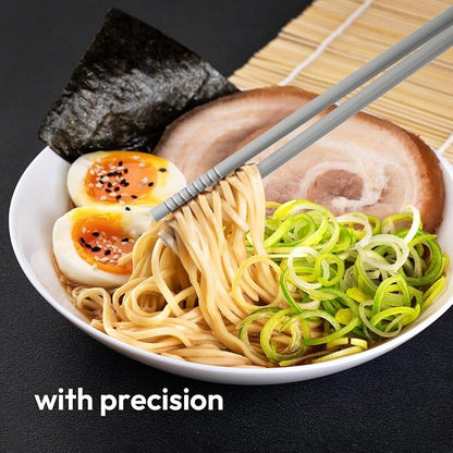 Carrotez Silicone Cooking Chopsticks, Long (12 inch) Reusable Chopsticks for Cooking, Heat Resistant, Non-Scratch, Gentle on Cookware, 1 pair - Cloud Grey