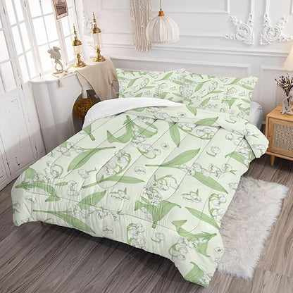 kxry Green Flower Comforter Sets Bedding Sets Twin Size Comforter Set for Girls Women Kids 1 Comforter + 1 Pillow Case