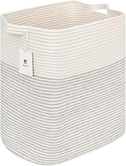 Extra Blanket,Storage Baskets for Clothes Fabric Cotton Rope Storage Basket with Handles, Decorative Woven Basket for Living Room,Laundry Basket Closet Organizer Blankets, and Toys 2bags