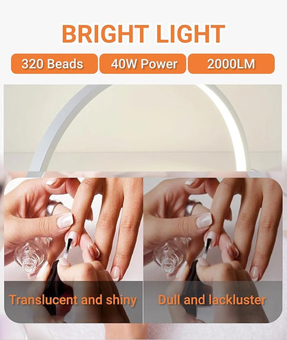 Jectse Half Moon Desk Lamp, 28 Inch Nail Desk Lamp LED Half Moon Light Nail Light with 10 Brightness and 7 Colors, Dimmable Half Moon Lamp for Nails Lash Extension Tattoo (US Plug)
