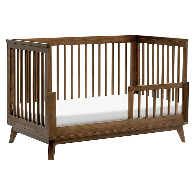 Babyletto Scoot 3-in-1 Convertible Crib with Toddler Bed Conversion Kit in Natural Walnut, Greenguard Gold Certified