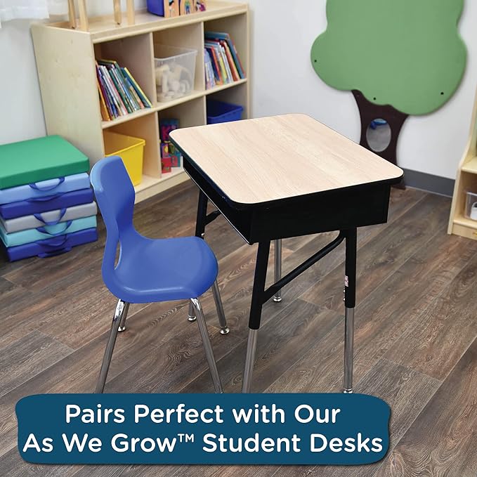 Children's Factory Angeles MyPosture Plus Kids/Teen Classroom Desk Chair, Classroom Seating For Kids, 12" H Seat, Blue