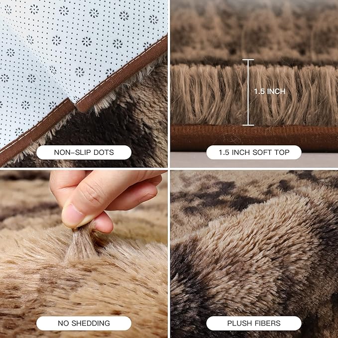YOBATH Shag Area Rugs for Living Room Bedroom - Fluffy Rugs 6x9 Coffee Rug, Shaggy Rug for Girls Boys Living Room Rugs, Fuzzy Carpet for Nursery Dorm