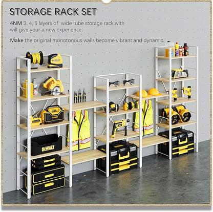 4NM Bookshelf 4 Tier Industrial Bookcase Home Office Adjustable Bookshelves Storage Shelves Organizer Vintage Book Shelf Display Rack for Living Room, Bedroom,Home - Natural