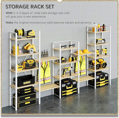 4NM Bookshelf Industrial Bookcase 5 Tier Home Office Adjustable Bookshelves Storage Shelves Organizer Vintage Book shelf Display Rack for Living Room, Bedroom,Home - Natural