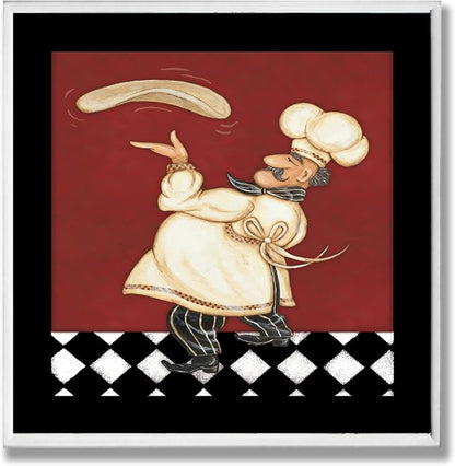 Stupell Home Décor Chef With Pizza Dough Wall Plaque, 12 x 0.5 x 12, Proudly Made in USA