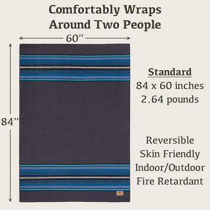 Chubbuck 100% Wool Blanket Camping (60" x 84") - Large Warm Blankets for Camping, Emergency, Outdoor Concerts and Home Use - Fire Retardant Blanket, Soft and Warm Blankets for Winter (Lakeland)