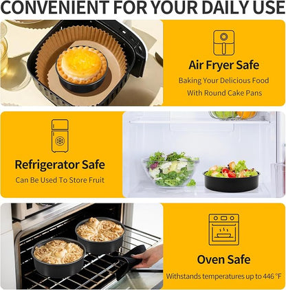 P&P CHEF 6 Inch Cake Pan Set of 3, Non-Stick Round Cake Pans | Round Cake Tins for Tier Smash Cakes, Baking Pans Set & Essential Bakeware, Stainless Steel Core & Leak-Proof